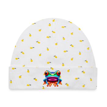 Frosch - Baby Premium Organic Mütze - Weiß/Zitronengelb - Vorne