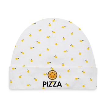 Pizza - Baby Premium Organic Mütze - Weiß/Zitronengelb - Vorne