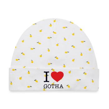 I LOVE GOTHA - Baby Premium Organic Mütze - Weiß/Zitronengelb - Vorne