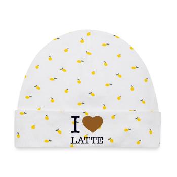 I LOVE LATTE - Baby Premium Organic Mütze - Weiß/Zitronengelb - Vorne