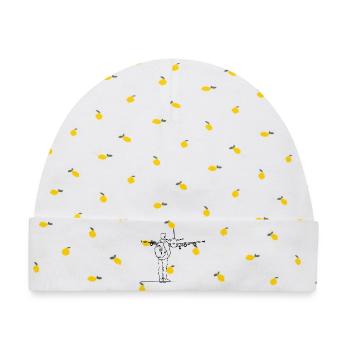 Plane Spotter Zeichnung - Baby Premium Organic Mütze - Weiß/Zitronengelb - Vorne