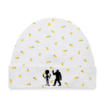 Familien-Silhouetten-Parade - Baby Premium Organic Mütze - Weiß/Zitronengelb - Vorne