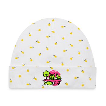 Naive Pop-Art Landschaft - Baby Premium Organic Mütze - Weiß/Zitronengelb - Vorne