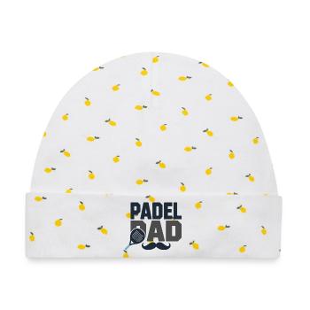 Padel-Vater - Baby Premium Organic Mütze - Weiß/Zitronengelb - Vorne