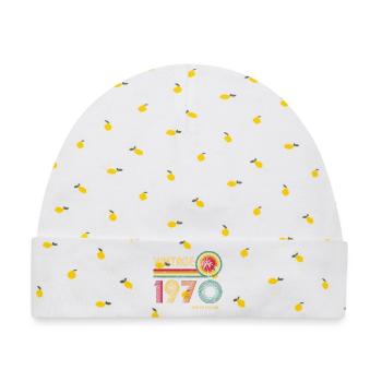 Vintage 1970er Retro-Kreisdesign - Baby Premium Organic Mütze - Weiß/Zitronengelb - Vorne