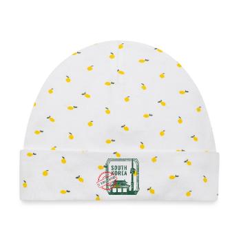 South Korea Souvenir – I Was There Design - Baby Premium Organic Mütze - Weiß/Zitronengelb - Vorne