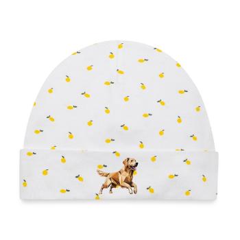 Golden Retriever - Cooles Low Poly Logo - Baby Premium Organic Mütze - Weiß/Zitronengelb - Vorne