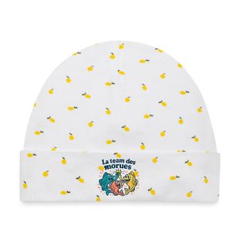 Farbiges Kabeljau-Team - Baby Premium Organic Mütze - Weiß/Zitronengelb - Vorne