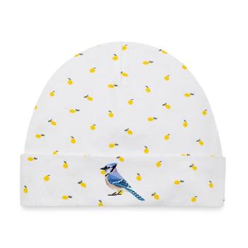 Blue Bird - Cooles Vogel Logo - Baby Premium Organic Mütze - Weiß/Zitronengelb - Vorne
