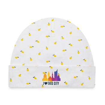 Herzstadt Skyline Gradient - Baby Premium Organic Mütze - Weiß/Zitronengelb - Vorne