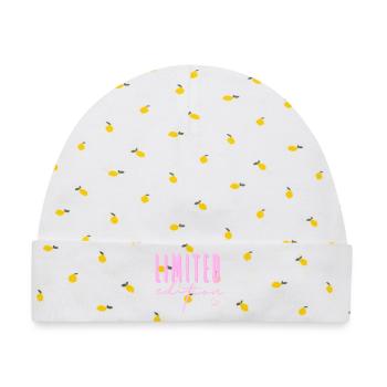 Limited Edition Pink Script | Streetwear Design - Baby Premium Organic Mütze - Weiß/Zitronengelb - Vorne