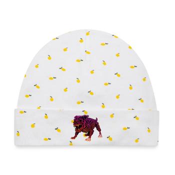Neon Skelett Dinosaurier - Baby Premium Organic Mütze - Weiß/Zitronengelb - Vorne