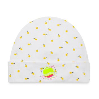 Tennisball Retrowave - Baby Premium Organic Mütze - Weiß/Zitronengelb - Vorne