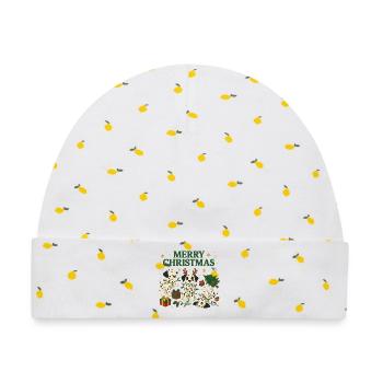 Dalmatiner im Weihnachtsdesign - Baby Premium Organic Mütze - Weiß/Zitronengelb - Vorne