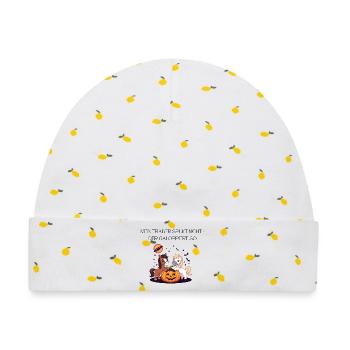 Halloween Traber Pferde Spruch Zitat - Baby Premium Organic Mütze - Weiß/Zitronengelb - Vorne