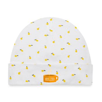 Dennis als Teetasse - Baby Premium Organic Mütze - Weiß/Zitronengelb - Vorne