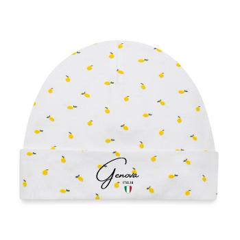 Elegantes Design Genua, Genua Italien - Baby Premium Organic Mütze - Weiß/Zitronengelb - Vorne