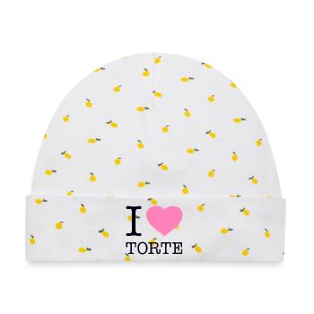 I love Torte - Baby Premium Organic Mütze - Weiß/Zitronengelb - Vorne