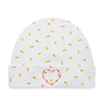 Natodraht Herzform – Symbol für Liebe mit Kante - Baby Premium Organic Mütze - Weiß/Zitronengelb - Vorne
