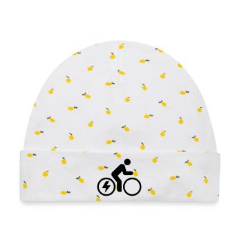 E-bike, E-Biker, Fahrradtour - Baby Premium Organic Mütze - Weiß/Zitronengelb - Vorne