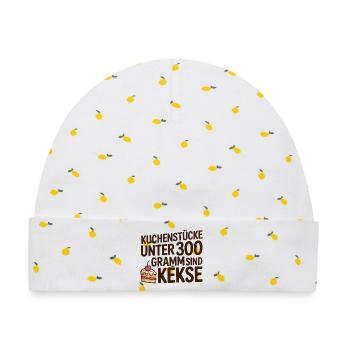  Kuchenstücke Unter 300 Gramm Sind Kekse Lustiger - Baby Premium Organic Mütze - Weiß/Zitronengelb - Vorne