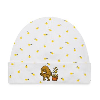 Potato Pooping - Baby Premium Organic Mütze - Weiß/Zitronengelb - Vorne
