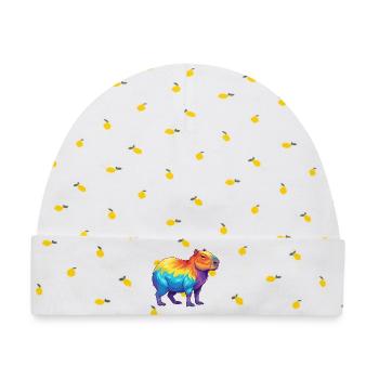 Bunte Capybara-Regenbogen-Pop-Art-Aquarell - Baby Premium Organic Mütze - Weiß/Zitronengelb - Vorne