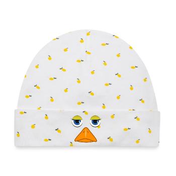 Niedliches Entengesicht Lustiger Vogel Stockente Quacksalber Kunst - Baby Premium Organic Mütze - Weiß/Zitronengelb - Vorne