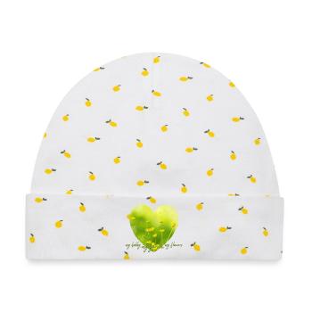 Gelbes Blumenherz mit gelben Blumen Gartenlook - Baby Premium Organic Mütze - Weiß/Zitronengelb - Vorne