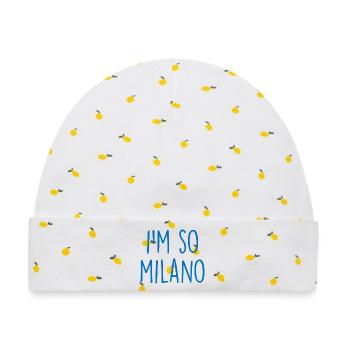 Milano Mailand - Baby Premium Organic Mütze - Weiß/Zitronengelb - Vorne