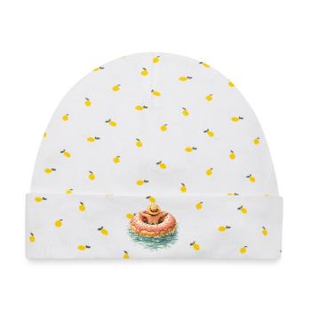 Sommerpause im Donut – Süßes Urlaubsdesign  - Baby Premium Organic Mütze - Weiß/Zitronengelb - Vorne