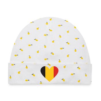 Humor, belgisch, belgisch, Flagge, Pommes, Pommes - Baby Premium Organic Mütze - Weiß/Zitronengelb - Vorne