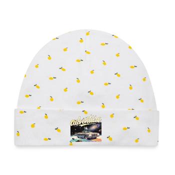 Retro Auto Abenteuer - Baby Premium Organic Mütze - Weiß/Zitronengelb - Vorne