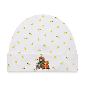 the monkey punch - Affe Gartenarbeit - Baby Premium Organic Mütze - Weiß/Zitronengelb - Vorne