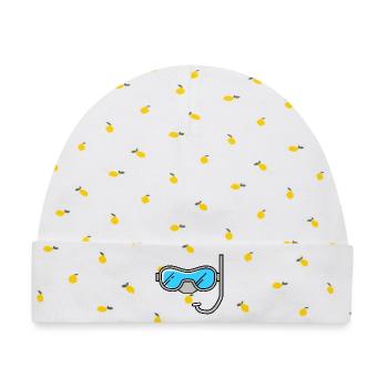 Taucherbrille - Baby Premium Organic Mütze - Weiß/Zitronengelb - Vorne