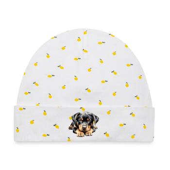 Rottweiler Puppy - Baby Premium Organic Mütze - Weiß/Zitronengelb - Vorne