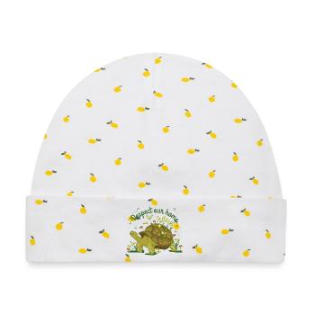 Respect Our Home Turtle Nature Environment Graphic - Baby Premium Organic Mütze - Weiß/Zitronengelb - Vorne