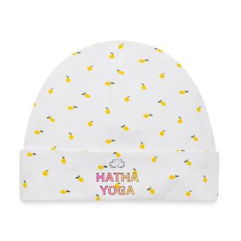 Hatha Yoga Gradient Schrift - Baby Premium Organic Mütze - Weiß/Zitronengelb - Vorne
