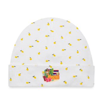 Hawaii Hula-Tänzerin Pazifik Vintage Souvenir - Baby Premium Organic Mütze - Weiß/Zitronengelb - Vorne