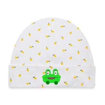 Frosch Kinder Kind fröhlich  - Baby Premium Organic Mütze - Weiß/Zitronengelb - Vorne