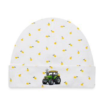 Traktor Trekker Cartoon - Baby Premium Organic Mütze - Weiß/Zitronengelb - Vorne