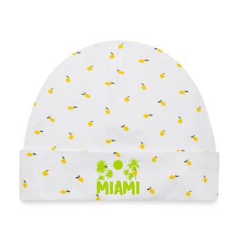 miami - Baby Premium Organic Mütze - Weiß/Zitronengelb - Vorne