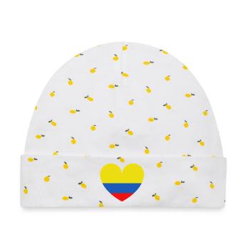 Heart Colombia-Flagge - Baby Premium Organic Mütze - Weiß/Zitronengelb - Vorne