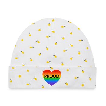 STOLZES Regenbogenherz - Baby Premium Organic Mütze - Weiß/Zitronengelb - Vorne