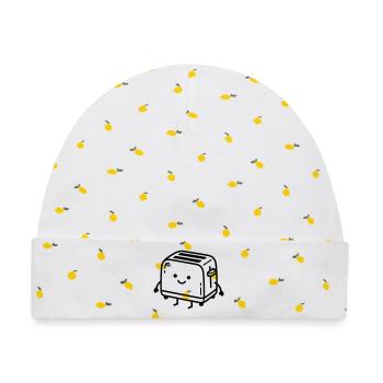 Kawaii-Toaster - Baby Premium Organic Mütze - Weiß/Zitronengelb - Vorne
