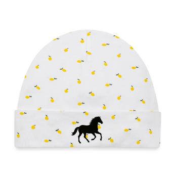 Pferdesilhouette im Galopp - Baby Premium Organic Mütze - Weiß/Zitronengelb - Vorne