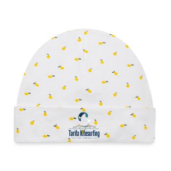 Tarifa Kitesurfing Logo Am Strand - Baby Premium Organic Mütze - Weiß/Zitronengelb - Vorne