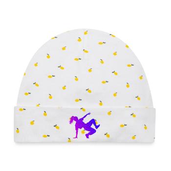 Geschenkidee für die Breakdancerin mit Break Dance - Baby Premium Organic Mütze - Weiß/Zitronengelb - Vorne