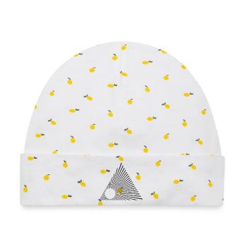 Sunburst-Linien-Dreieck - Baby Premium Organic Mütze - Weiß/Zitronengelb - Vorne