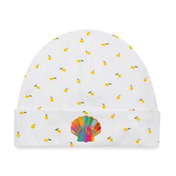 Bunte Muschel | Maritimes Kunstmotiv - Baby Premium Organic Mütze - Weiß/Zitronengelb - Vorne